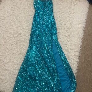Stunning Teal Sequin Gown
